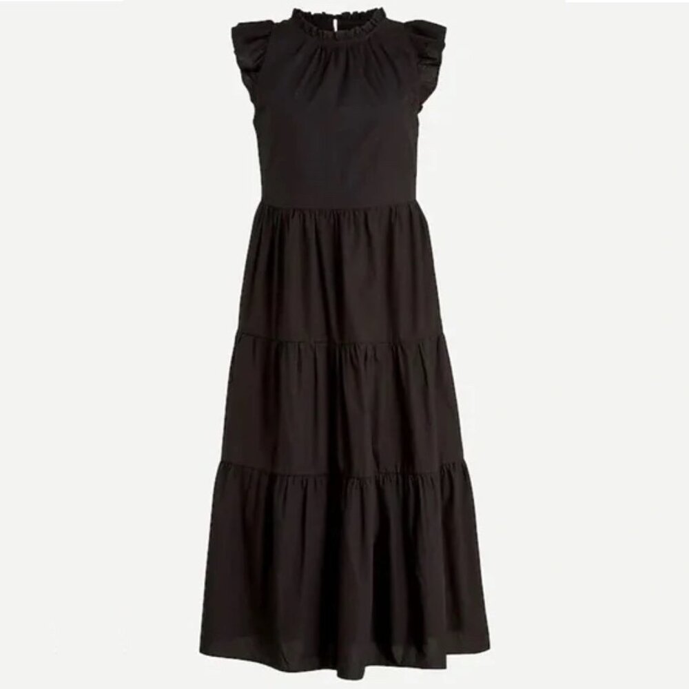 J.Crew Tiered ruffle-sleeve cotton poplin dress